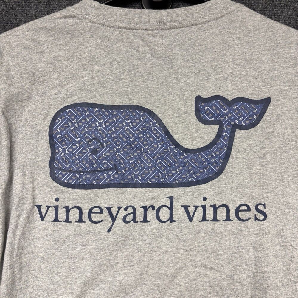 Vineyard Vines Men Heather Gray Long Sleeve Whale Pocket T Shirt Size Med Hockey